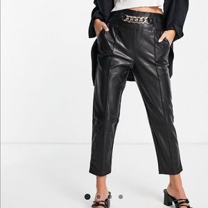 Faux ankle length pants with gold belt